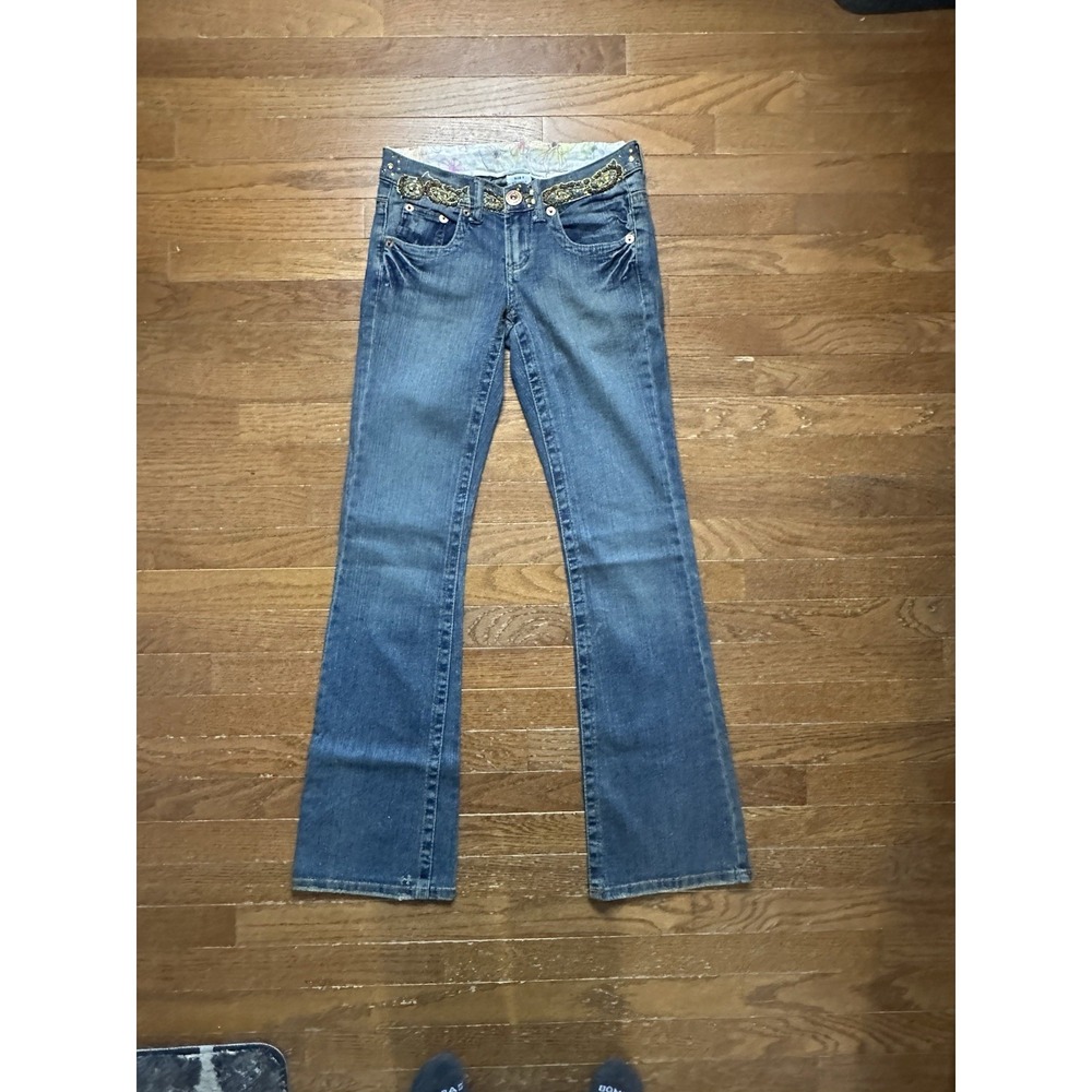 Z. Cavaricci Jeans Size 1 Flare‎ Beaded Emboidered Y2K 90s Low Rise Stretch